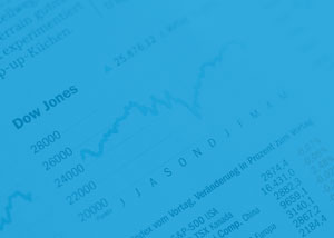 photograph of a Dow Jones report with a blue overlay