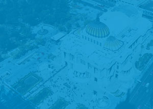 Aerial photo Mexico City with a blue overlay