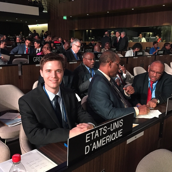 Student John Goodrick smiles while at UNESCO