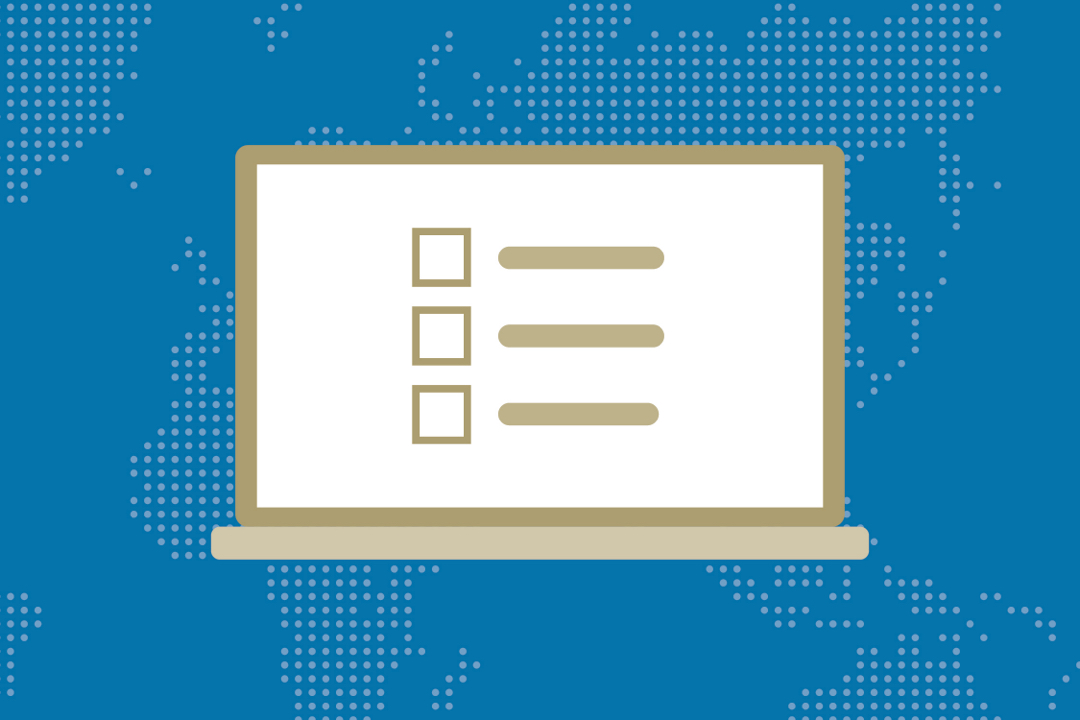 icon: a laptop with a check list on the screen