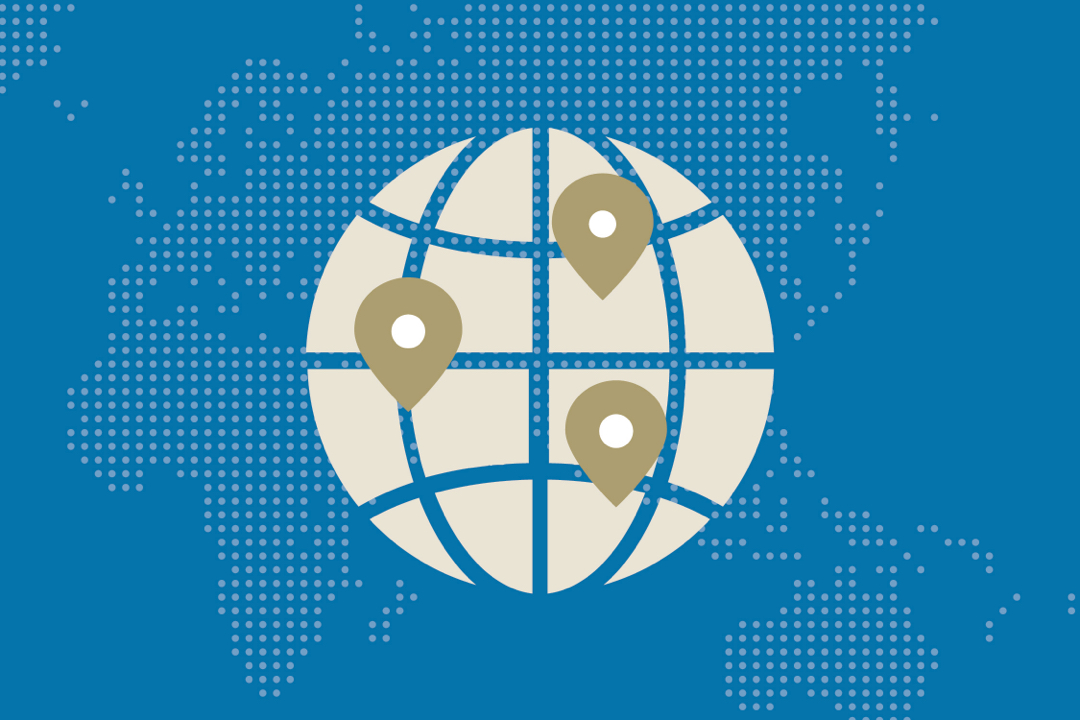 icon: globe with three location markers