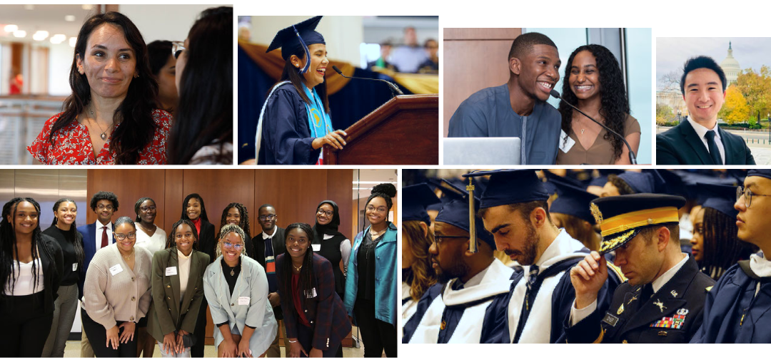 photo collage of students who have received Elliott School scholarships