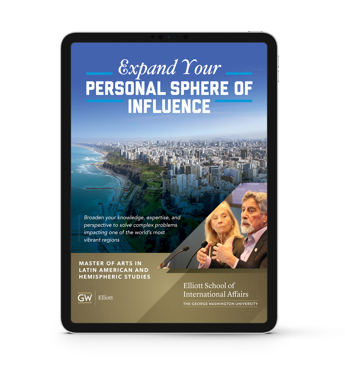 M.A. in Latin American & Hemispheric Studies Program Preview iPad graphic