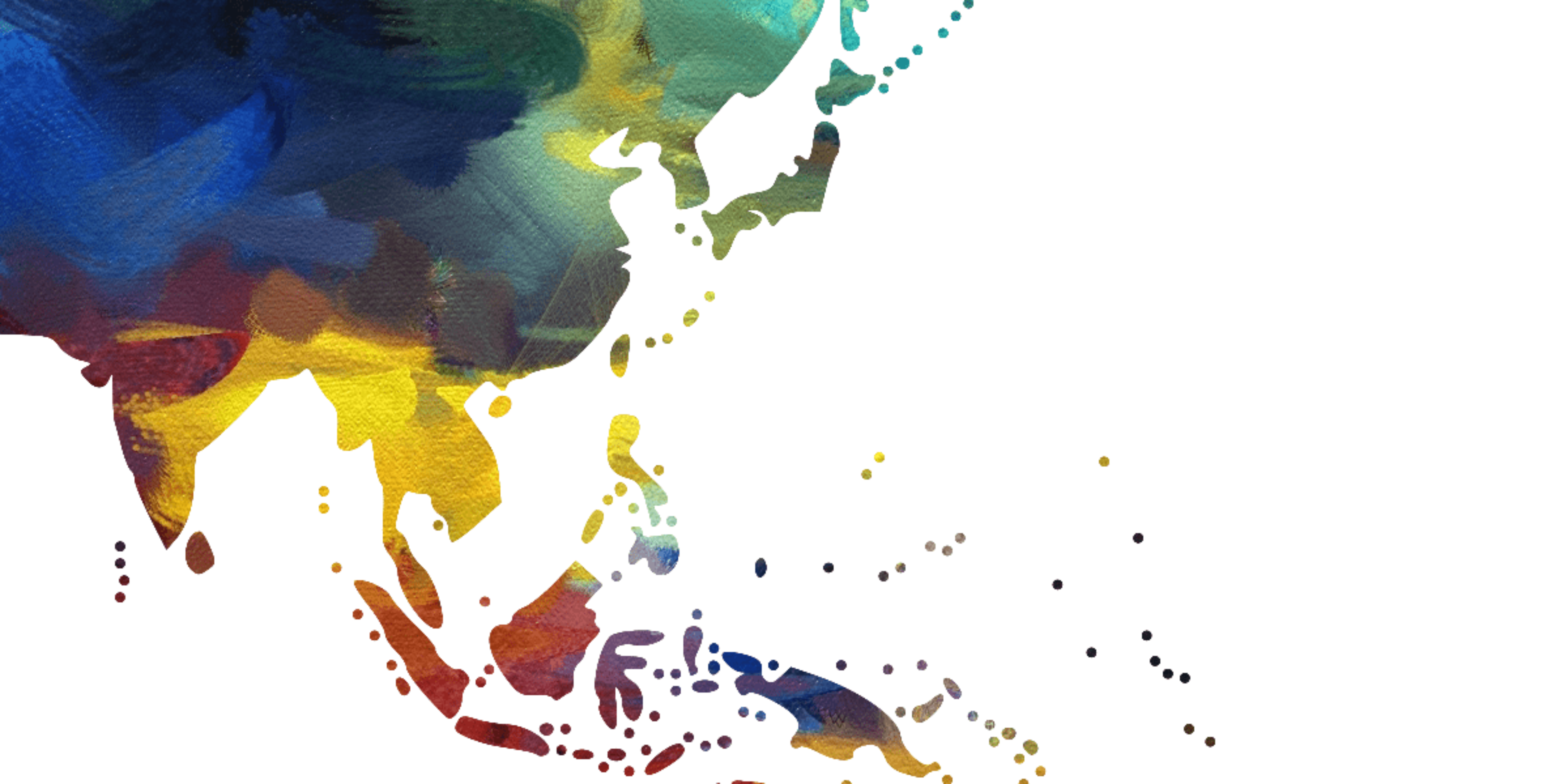Water color painting of Asian continent.