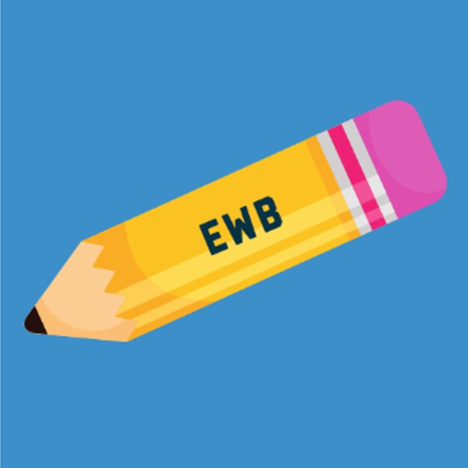 image of cartoon pencil with EWB on it 