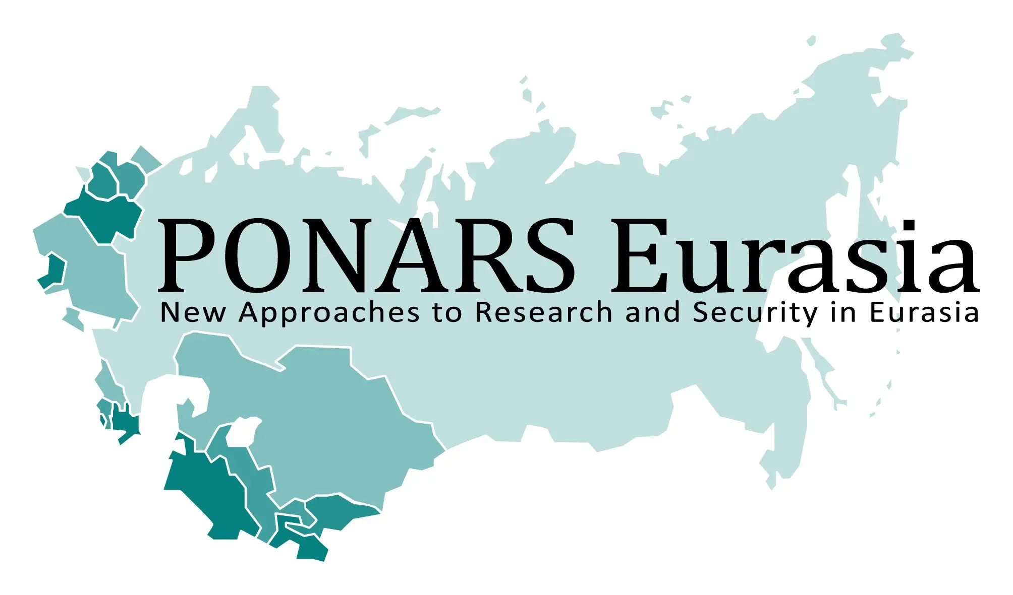 Map of Eurasia with text reading PONARS Eurasia New Approaches to Research and Security in Eurasia