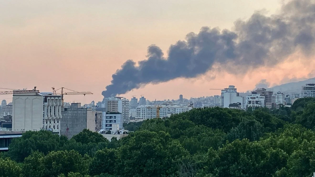 Smoke rises from the building of Iran's state-run television after an Israeli strike in Tehran, Iran, Monday, June 16, 2025. (AP Photo)