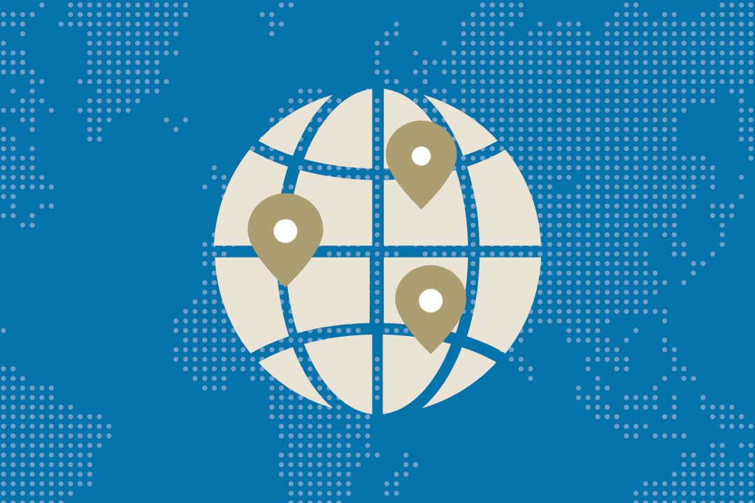 Icon of a globe with three location markers