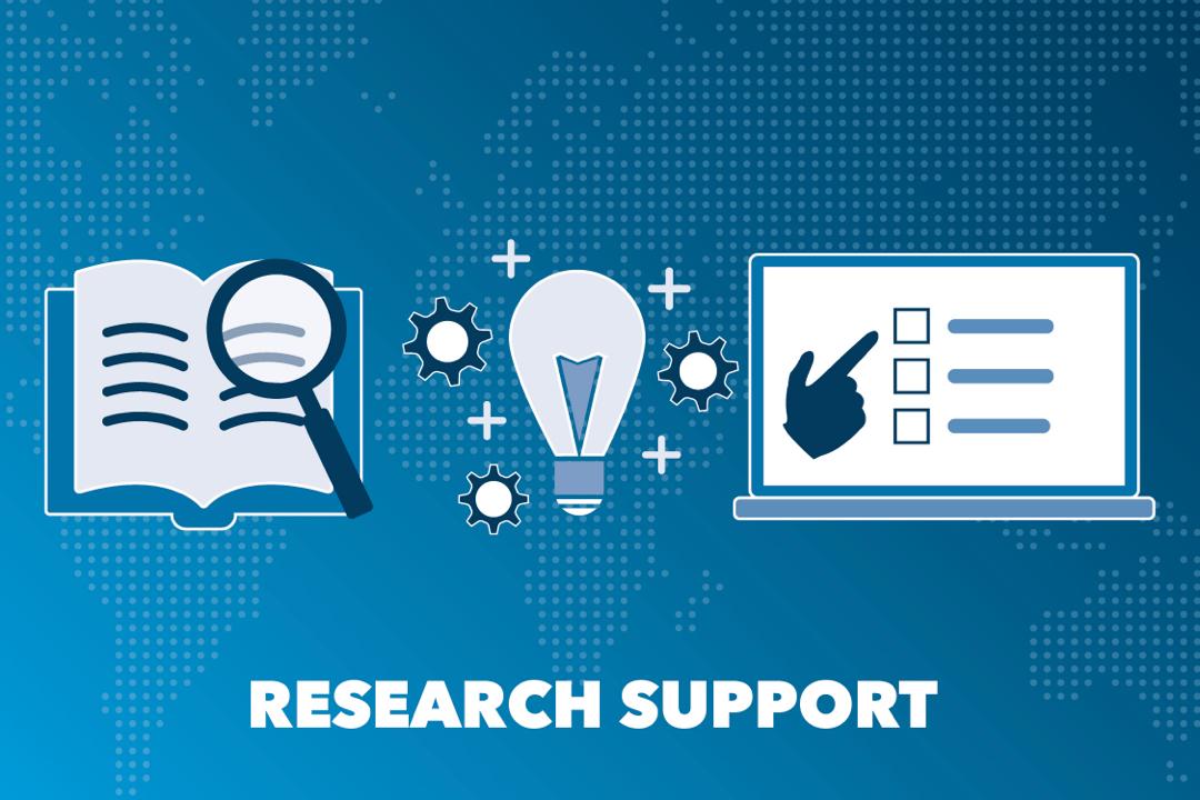 Book, magnifying glass, lightbulb, and laptop icons