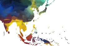 Water color painting of Asian continent.