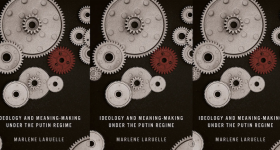 Three repeating book cover images for: Ideology and Meaning-Making under the Putin Regime by Marlene Laruelle