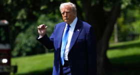 President Donald Trump walks across the South Lawn of the White House to board Marine One en route to Joint Base Andrews, to begin a trip to the Middle East, May 12, 2025, in Washington. (Photo: AP/Mark Schiefelbein)