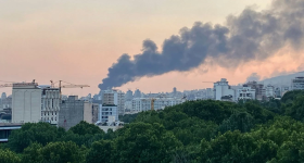 Smoke rises from the building of Iran's state-run television after an Israeli strike in Tehran, Iran, Monday, June 16, 2025. (AP Photo)