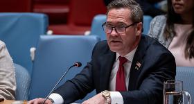 U.S. Ambassador to the U.N. Mike Waltz addresses the High-Level Security Council on Palestinians and Israel during the 80th session of the United Nations General Assembly on Sept. 23, 2025. (AP Photo/Angelina Katsanis)